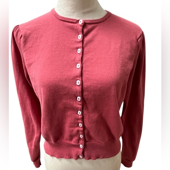 Sundance Rose Pink Button-Up Cardigan Sweater Women’s Large Cotton - Picture 1 of 7